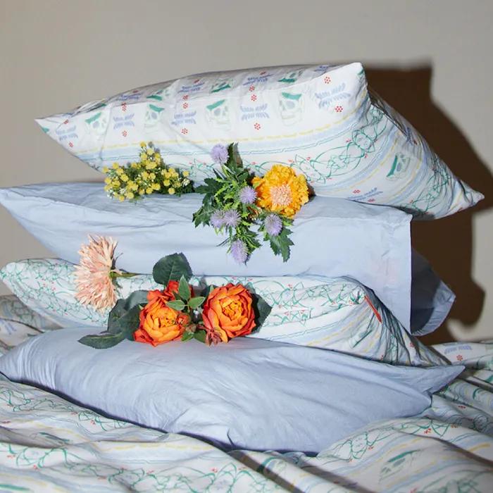 memento mori pillow cover - blue 고밀도 60수 순면 베개커버