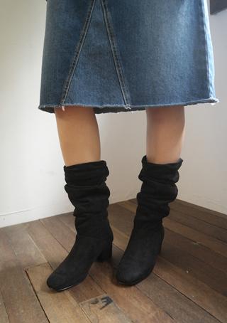 inner warm folding wrinkle boots (2colors)