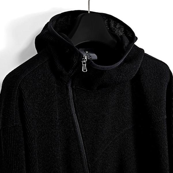 Dries western rivet finger-hole knit hoodie zipup (black)