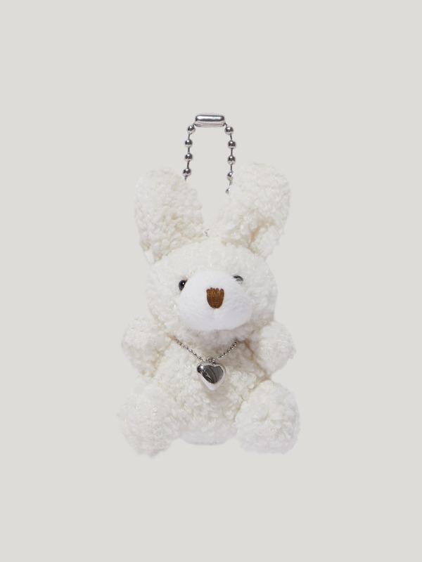 Heart Rabbit Keyring_Ivory