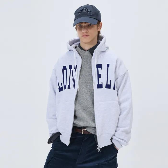 LONELY/LOVELY FELT HOODIE ZIP-UP ASH GRAY