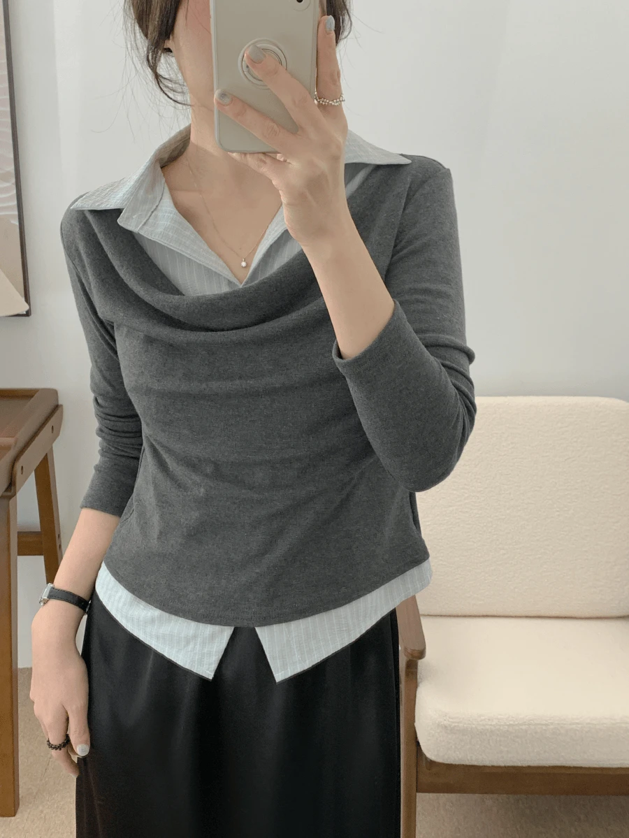 모네 드레이프 레이어드 셔츠 (3 colors)