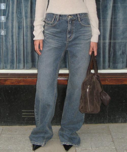 POCKET STRAIGHT FIT DENIM, BLUE