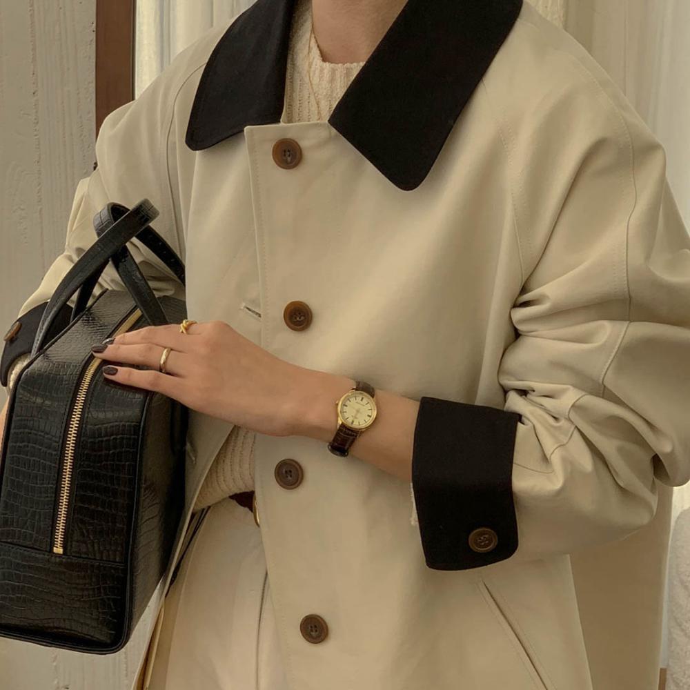 SALE / 당일 슬로우비 몽뜨 바바리 배색 트렌치코트 2color