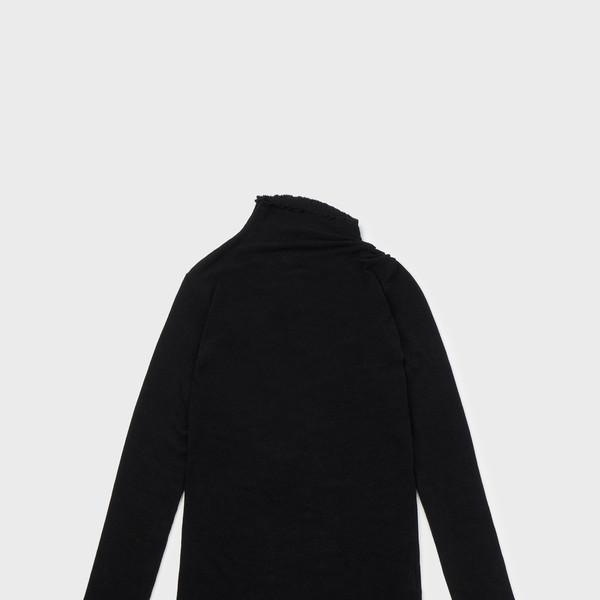 Neck Shirring Long Sleeve - black