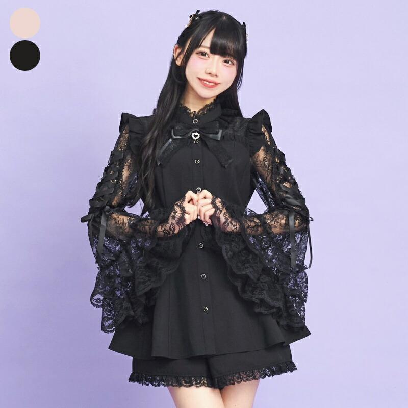 【楽天市場】ビスチェ風切替姫袖セットアップ9/19 12:00 ピンク・クロ再入荷9/13 10:00 ピンク・クロ再入荷secrethoney　シークレットハニー　シーハニ　量産型　レディース　ガーリー　長袖　無地　ピンク　ブラック　黒　レース：Secret Honey