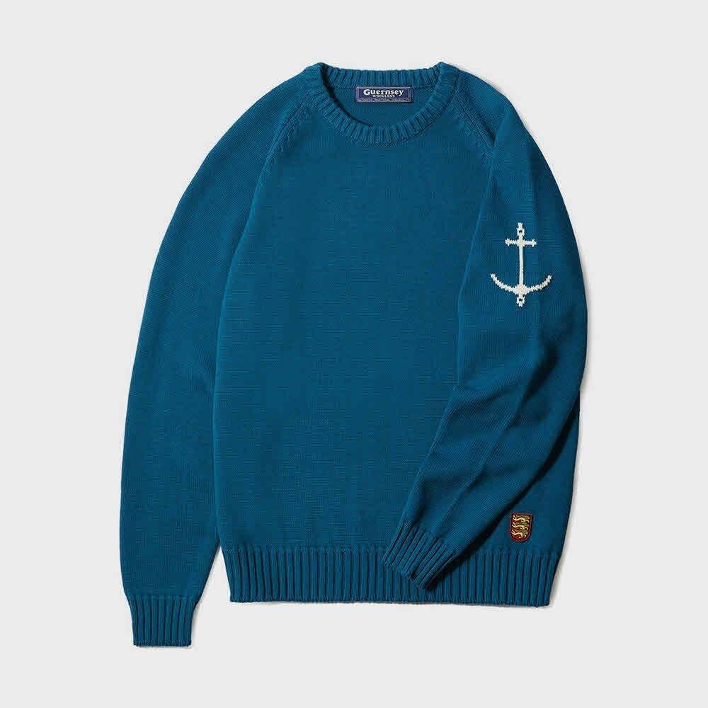 건지울른스 나그랑 크루넥 코튼 스웨터 - 틸