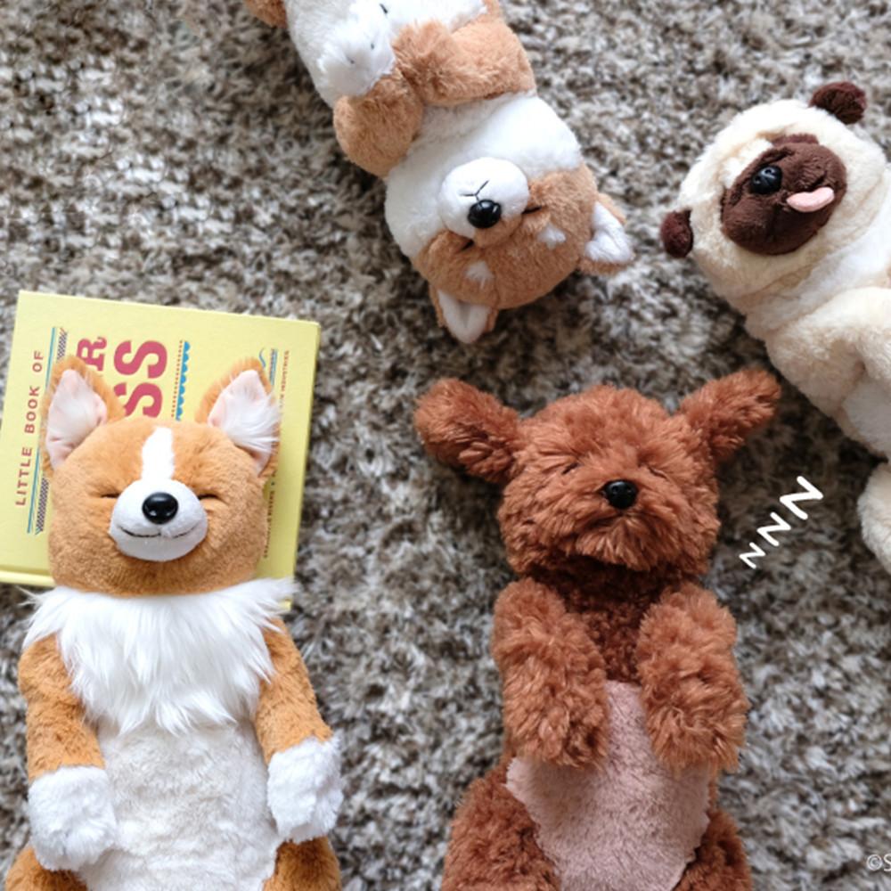 [선레몬] 쿨쿨 잠자는 쓰야쓰야 강아지 무릎인형 애착인형