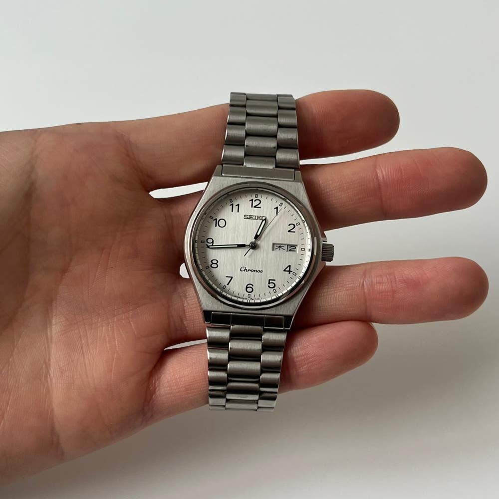 [중고] SEIKO - 80s chronos arabic index silver quartz