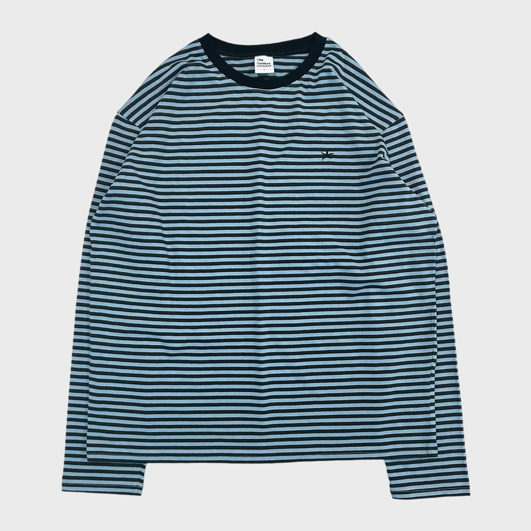 TCM mini logo stripe long sleeve (sky blue/charcoal)