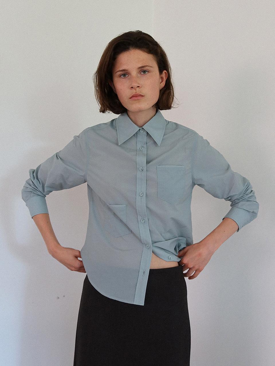 [ 자사몰 단독 , 수량 한정 ] two pocket fit shirt - blue