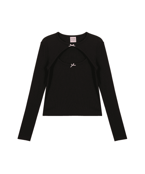 TWO RIBBON LONG SLEEVE - BLACK