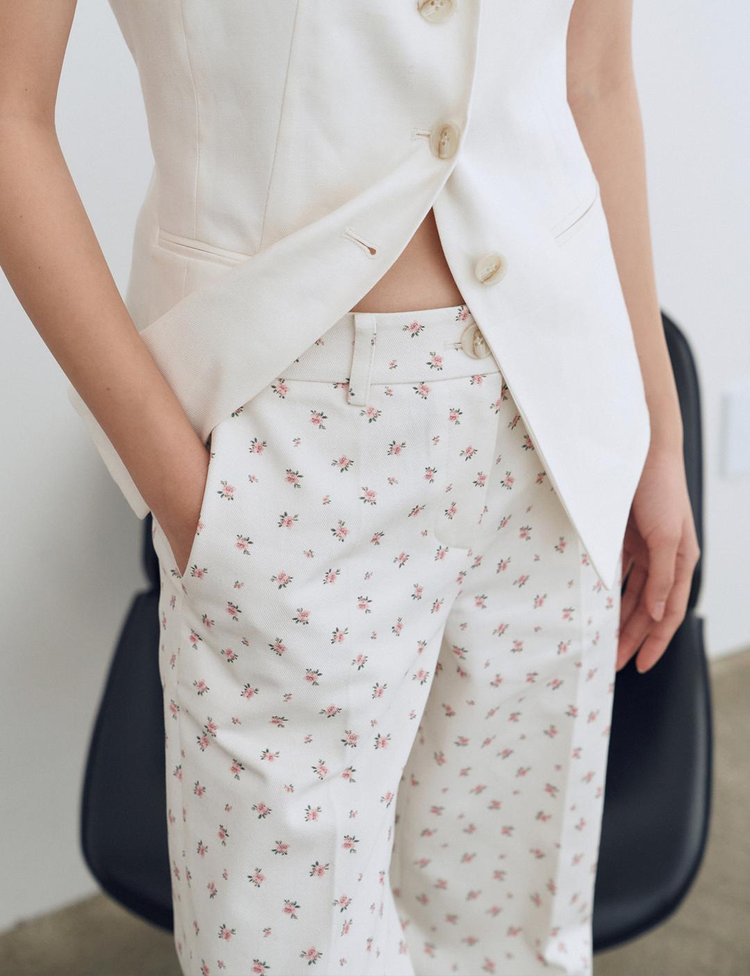 Tailored Flower Pattern Pants