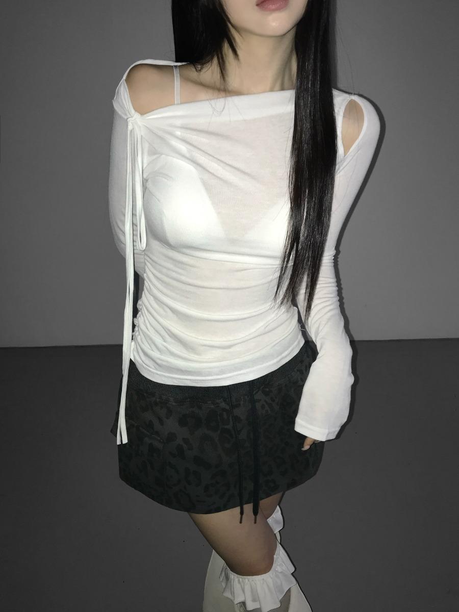 criss shoulder cutting top(3 color)