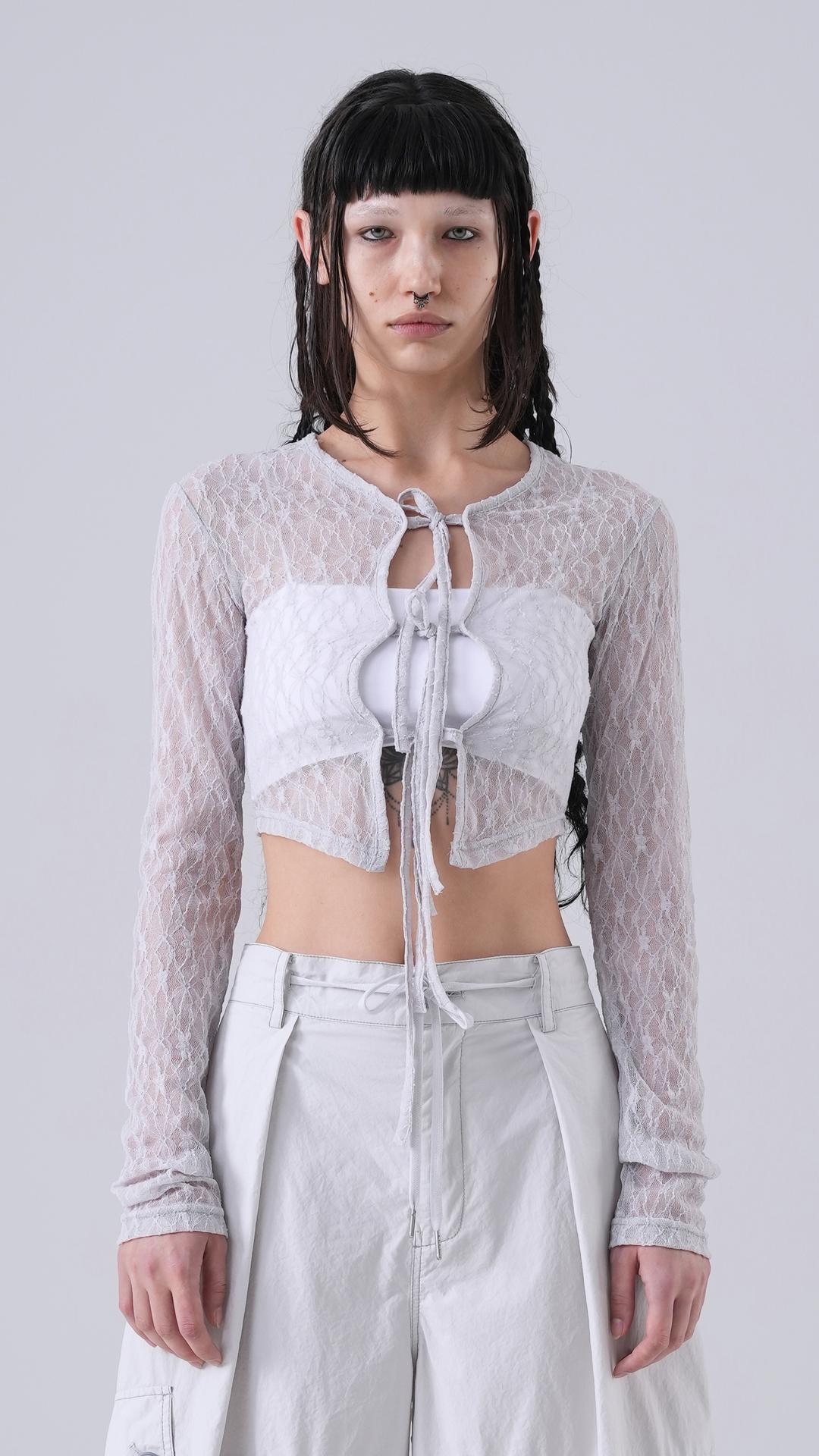 Lace strap top_light grey