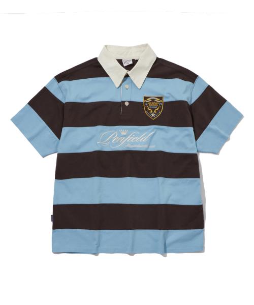 클래식 스트라이프 럭비 반팔 티셔츠 브라운_FS2KT21U