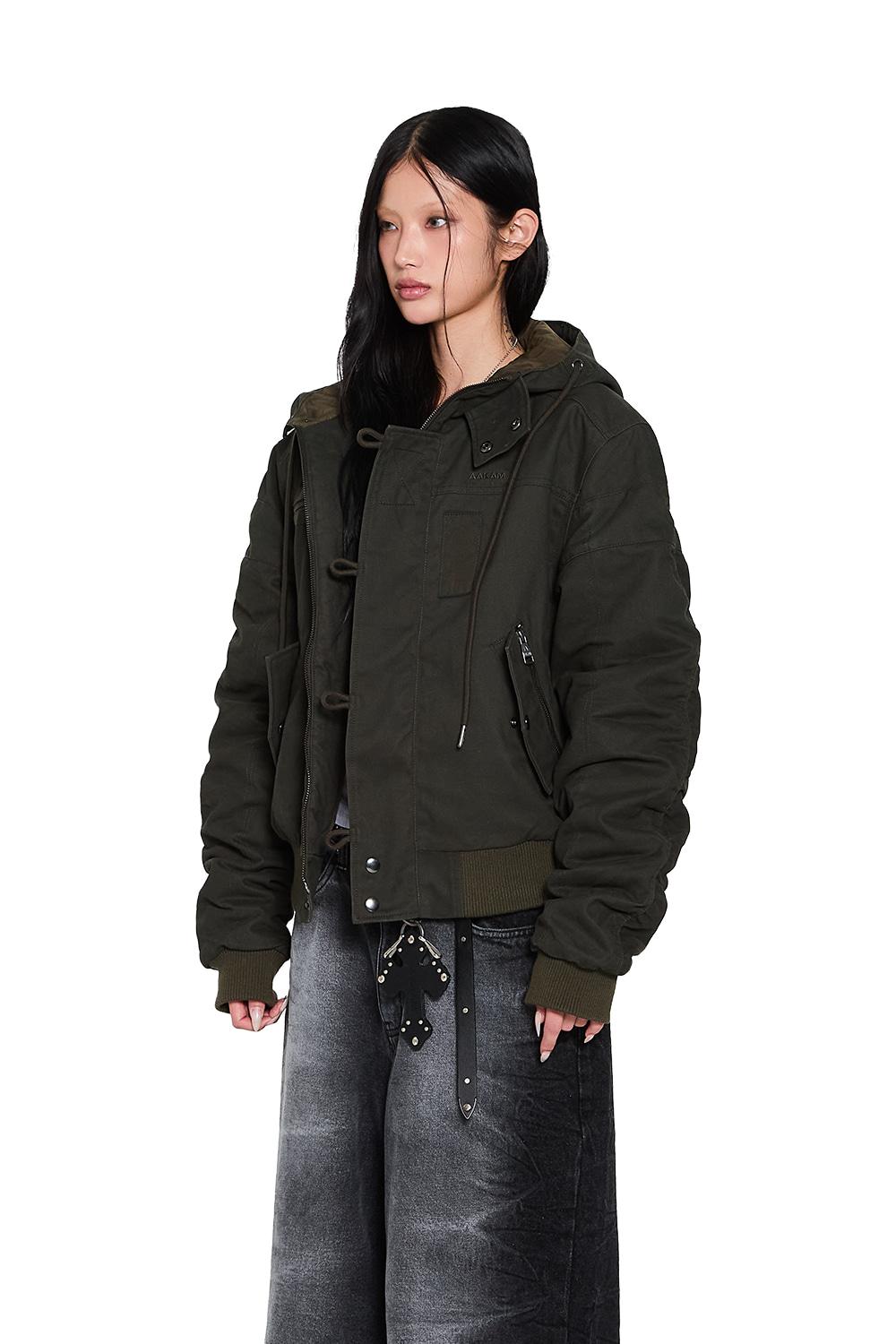 [11.26 예약 배송] Button Placket Cotton Ma-1 Jacket (Khaki)