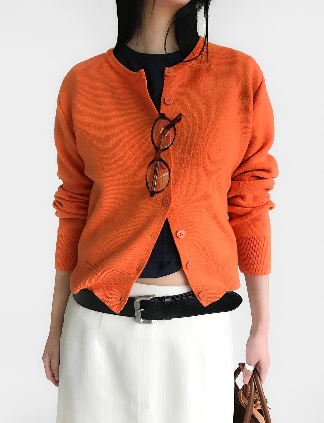 MOW CASHMERE ROUND CARDIGAN, CARROT JUICE (6C)