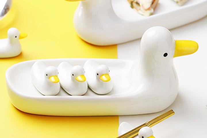 오리 도자기 수저받침대 6p 세트 숟가락 젓가락 받침