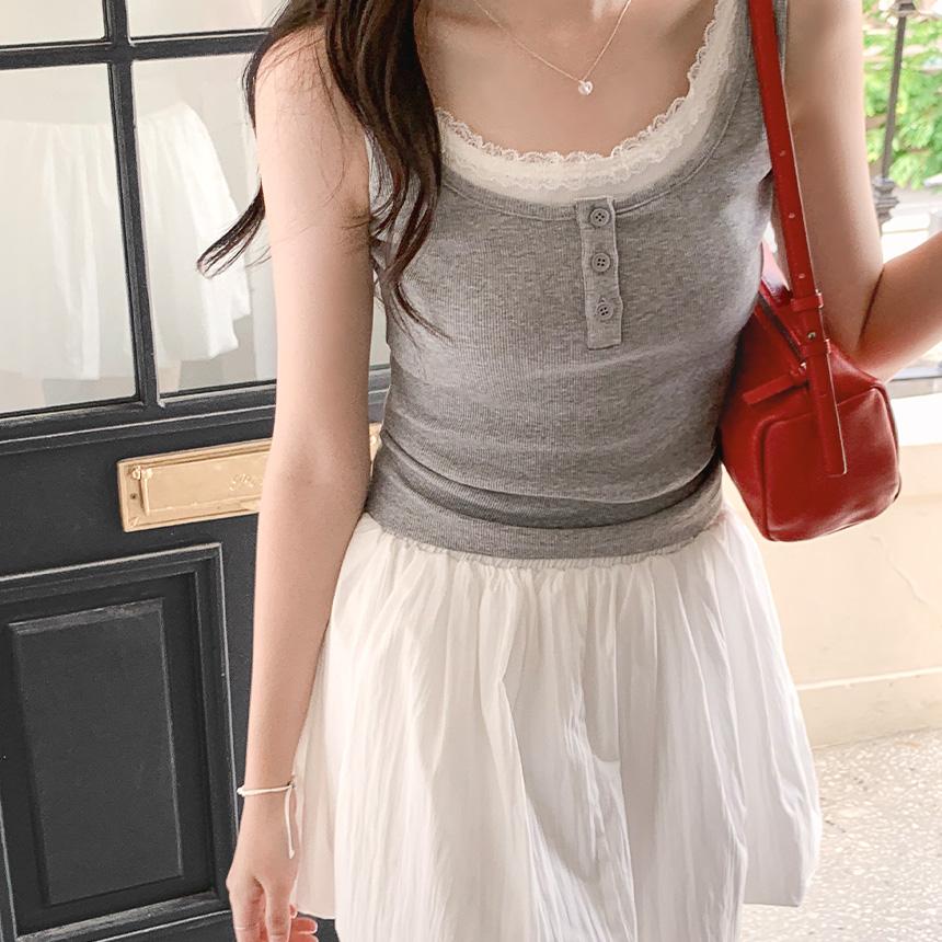 그레이스뮤즈 [무료배송][1만장돌파]레펠 여름 레이스 헨리 레이어드 슬리브리스