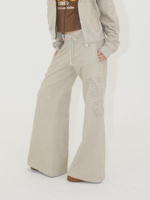 APPLIQUE BOOTCUT PANTS IVORY