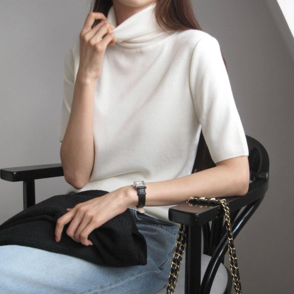 MOANI 모아니 프렌치 터틀넥 하프슬라브 니트 (3COLOR)