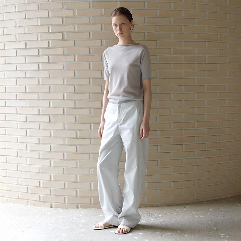 SOFT WASHED COTTON SEMI-CURVED PANTS