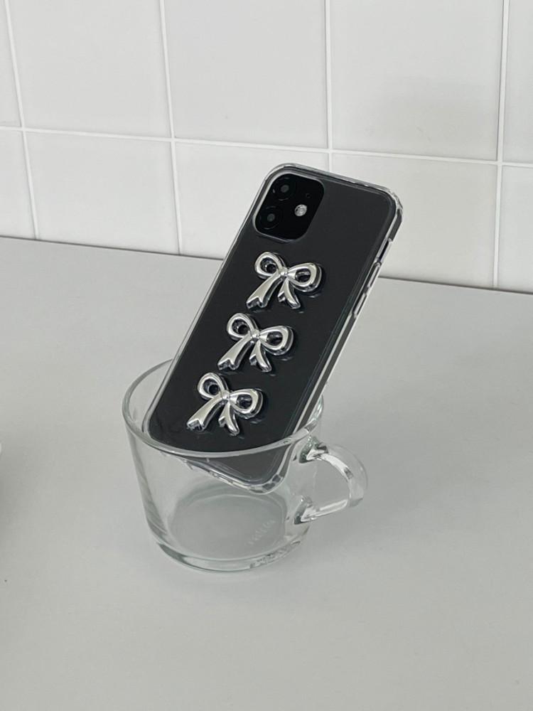 실버 리본 레진 폰케이스 / 입체 레진 케이스 silver ribbon case