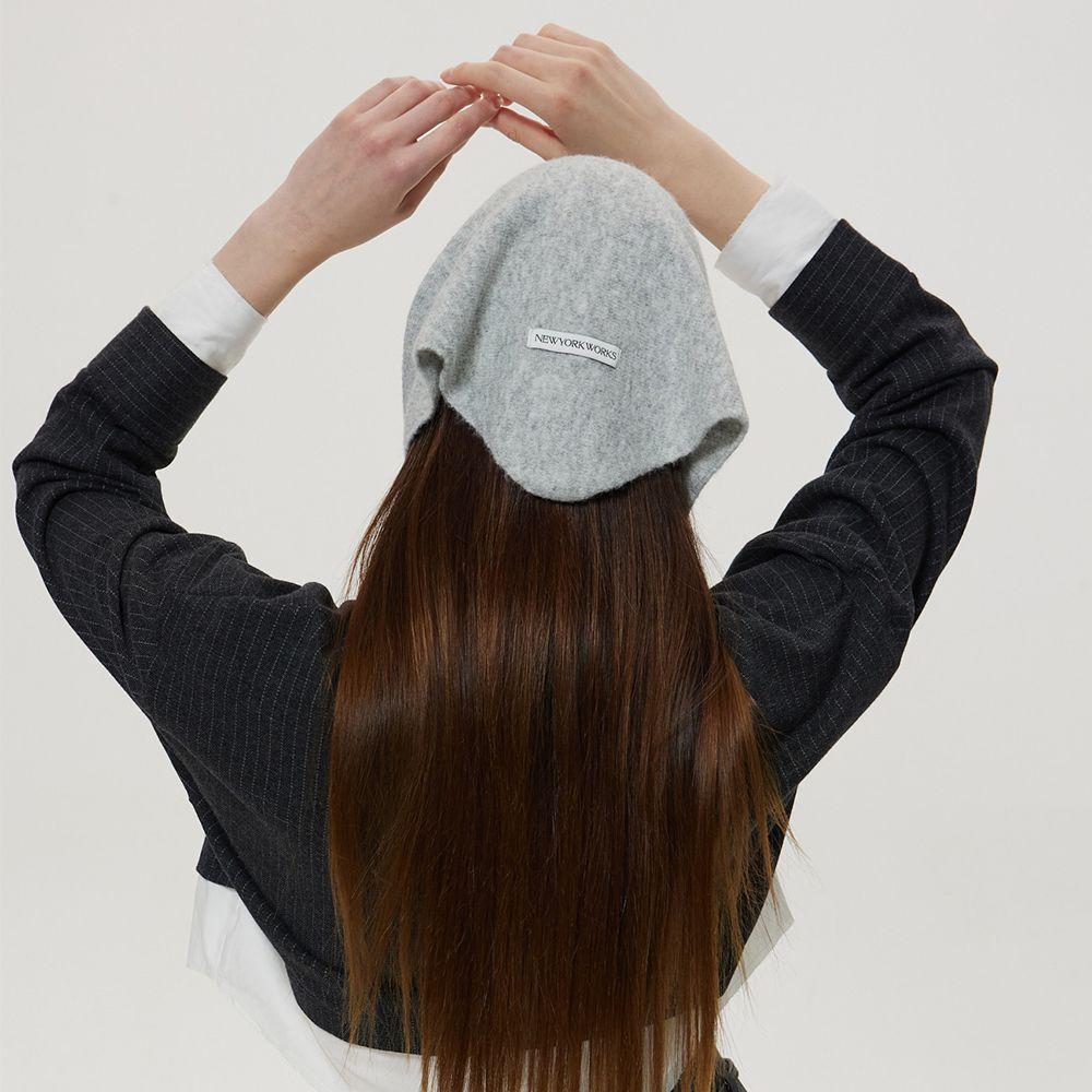 WOOL KNIT HAIR BANDANA SCARF_GRAY