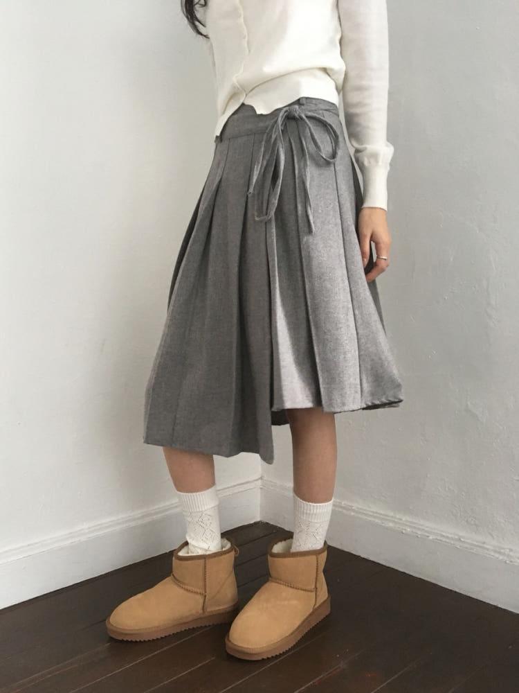 윈터 플리츠 랩스커트