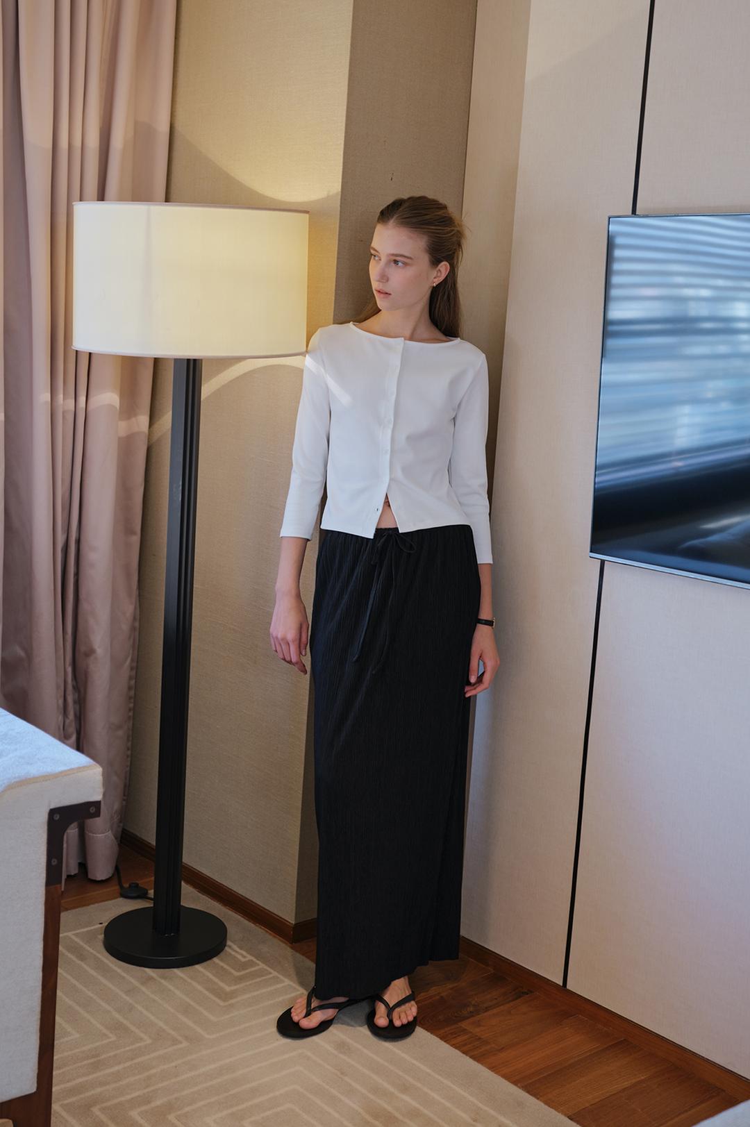 [Itzy 채령님 착용] [5th-order] Delphine Button Jersey Cardigan (Ivory)