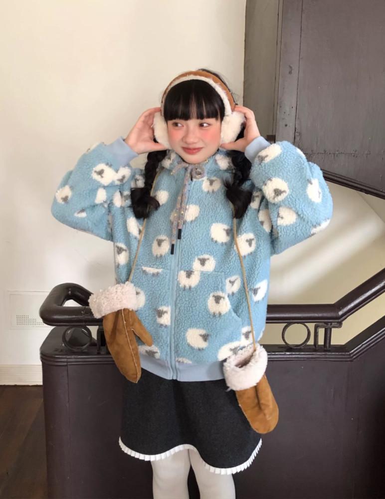 Hey Shan 양떼목장 퍼 후드 자켓