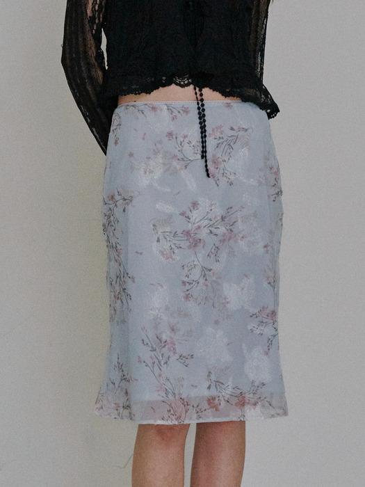 SOFT GLIMMER FLORAL SKIRT_SKY PINK