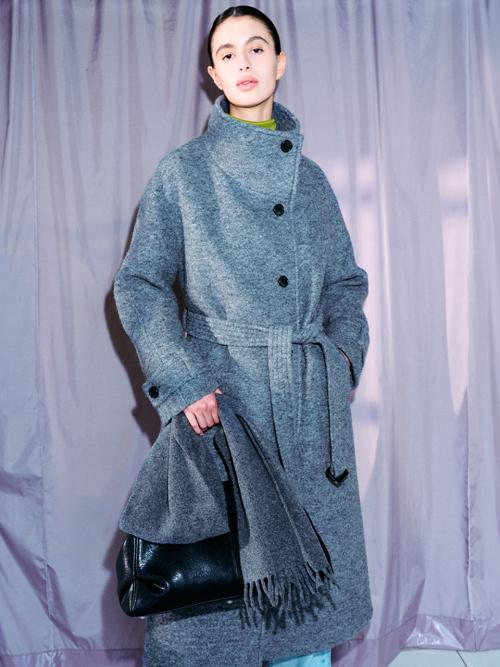 Belted High-Neck Long Coat SW5XH914-1F
