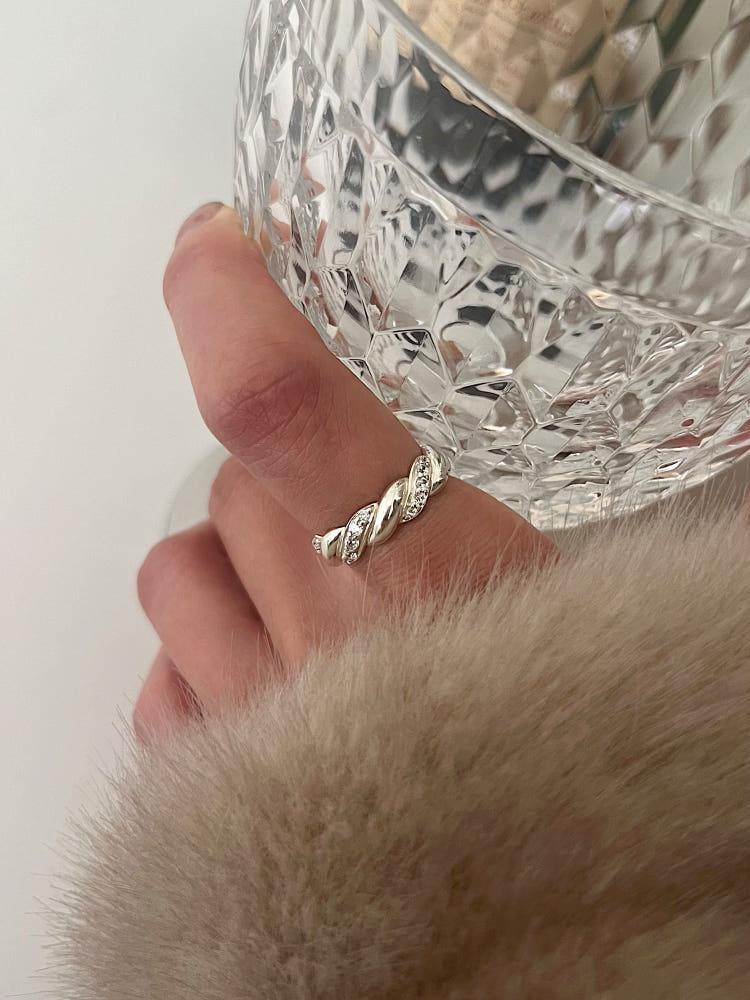 [실버925] 큐빅 트위스트 반지