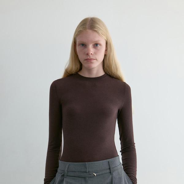 SOFT WOOL TEE _ DARK CHOCO BROWN