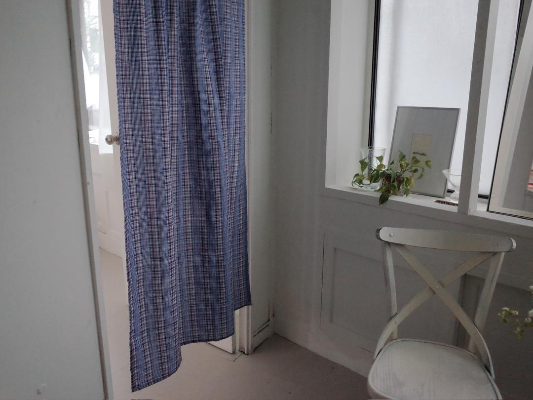 패치워크 커튼 블루