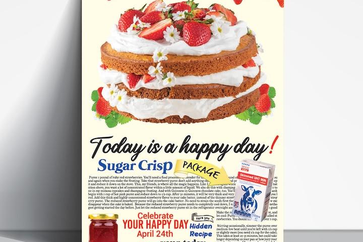 카페 인테리어 포스터 딸기 케이크 포스터