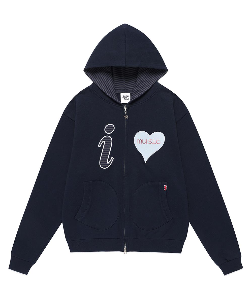 [11/24 예약발송] I LOVE MUSIC ZIP UP HOODIE[NAVY]