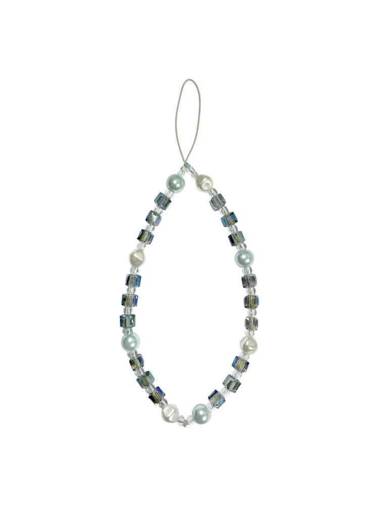 에버그린 진주 크리스탈 비즈 스트링팅 핸드폰 스트랩