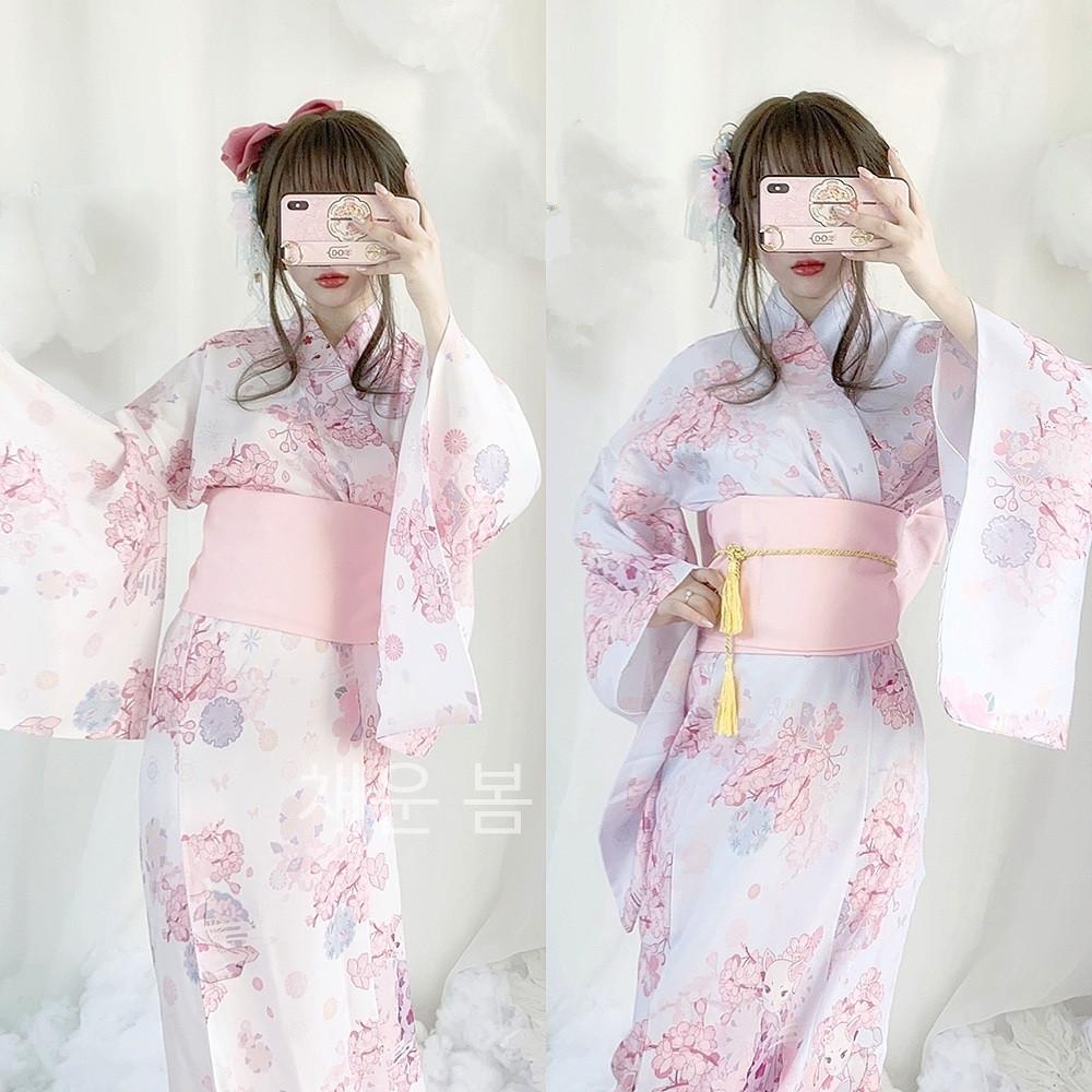 로리타 기모노 일본풍 왕리본 드레스 양산형 지뢰계 코스튬 코스프레