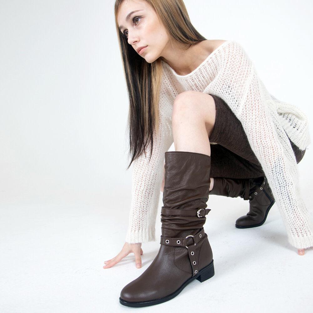 Slouchy Rider Boots (Brown)