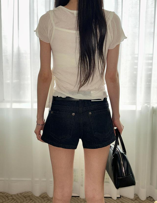 Non-faded black short denim
