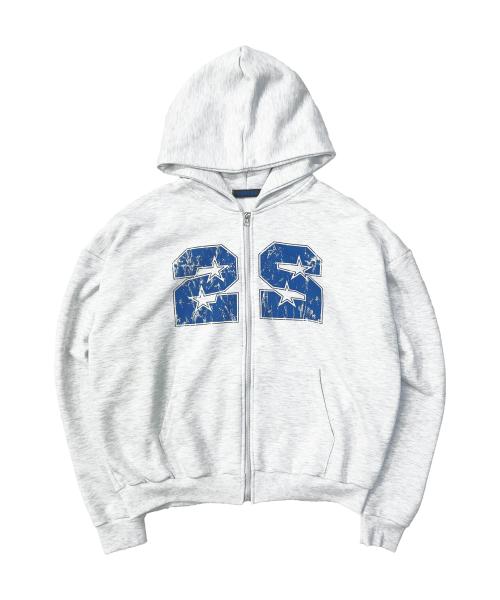 22 후드 집업 멜란지 화이트