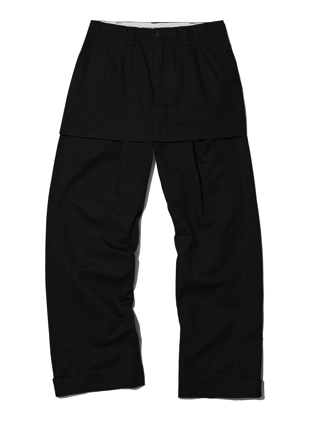 [WOMEN] DETACHABLE LAYERED CHINO SKIRT-PANTS_BLACK