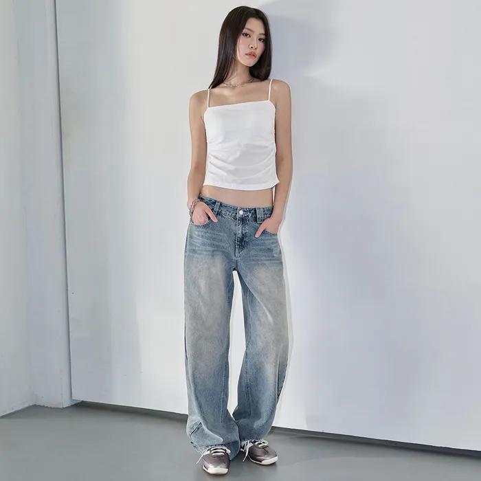 (W)Signature Low Rise Wide Jeans DCWPT004LBlueB