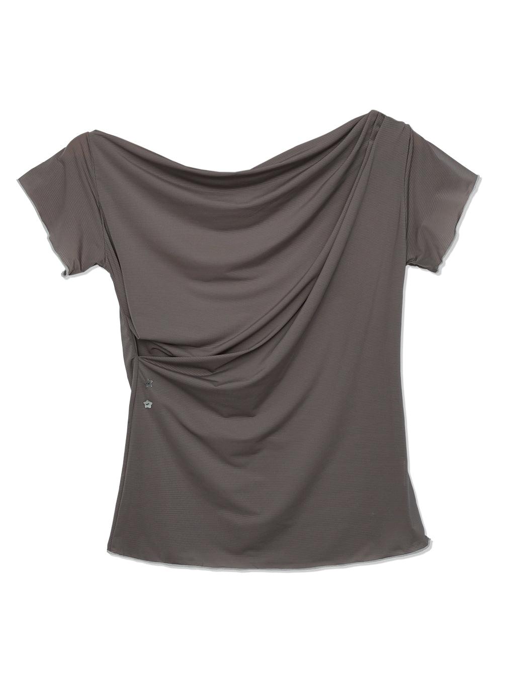 [SIWEOL107] Sheer Drape Tee (Mocha Mousse) - MOCHA MOUSSE / ONE SIZE
