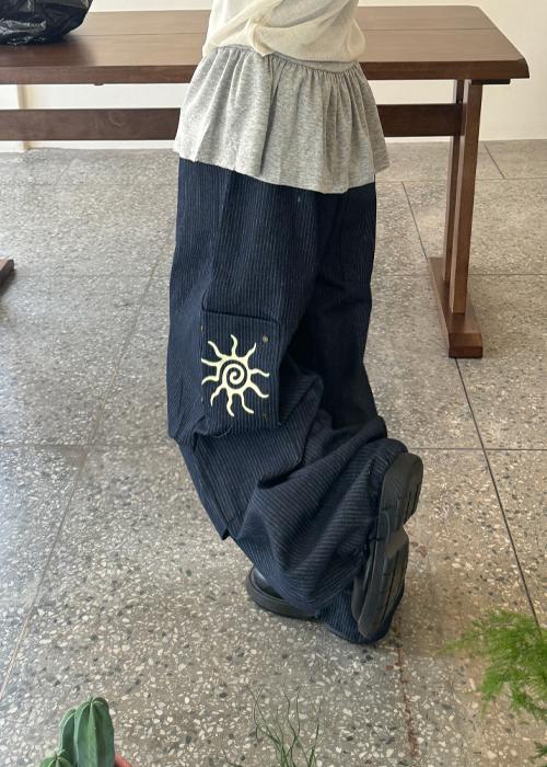 오뉴이 (주문폭주) 노츠 스트라이프 벌룬 데님 팬츠