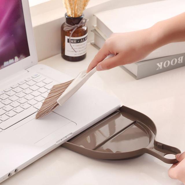 반달 미니 빗자루 쓰레받기 세트 틈새청소 책상 쓰레받이