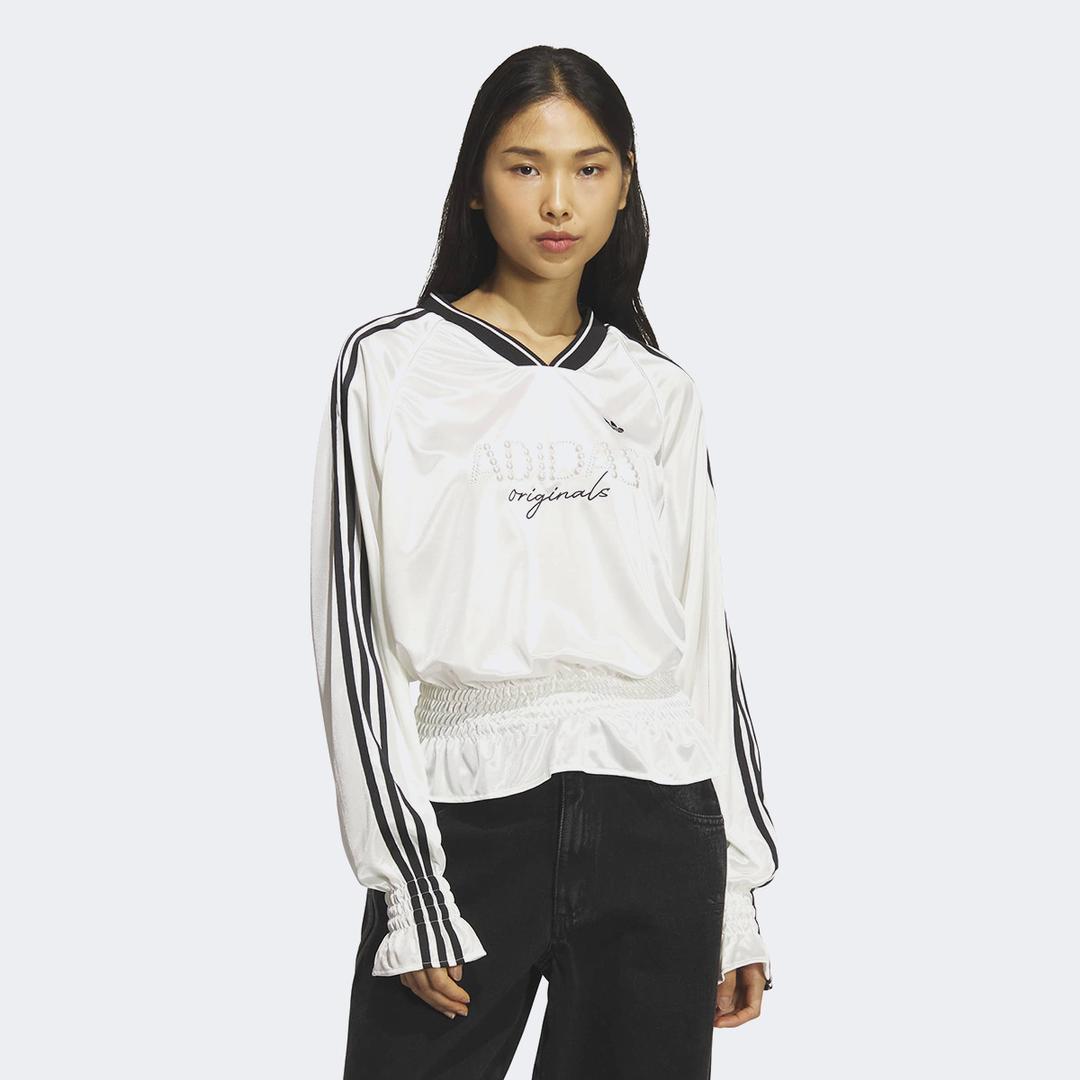 스모크드 저지 롱 슬리브 티